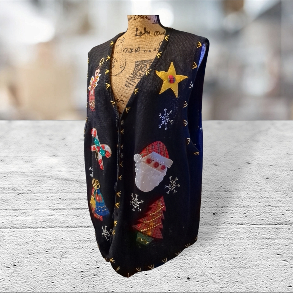Vintage victoria woman "ugly christmas"  vest size 1X